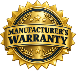 A gold seal reading, "Manufacturer's Warranty"